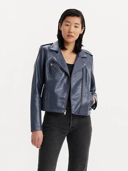 Faux Leather Moto Jacket Product Image