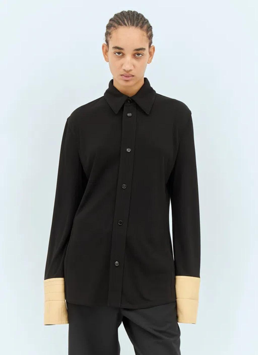 BOTTEGA VENETA Fluid Long-sleeve Shirt In Black Product Image