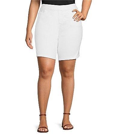 Intro Plus Size Daisy High Waisted Pull-On Stretch Denim Shorts Product Image