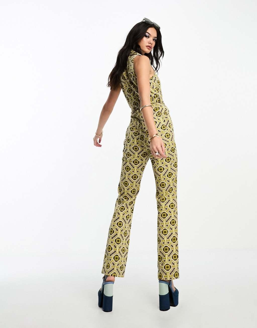 ASOS DESIGN twill belted zip front sleeveless jumpsuit Product Image