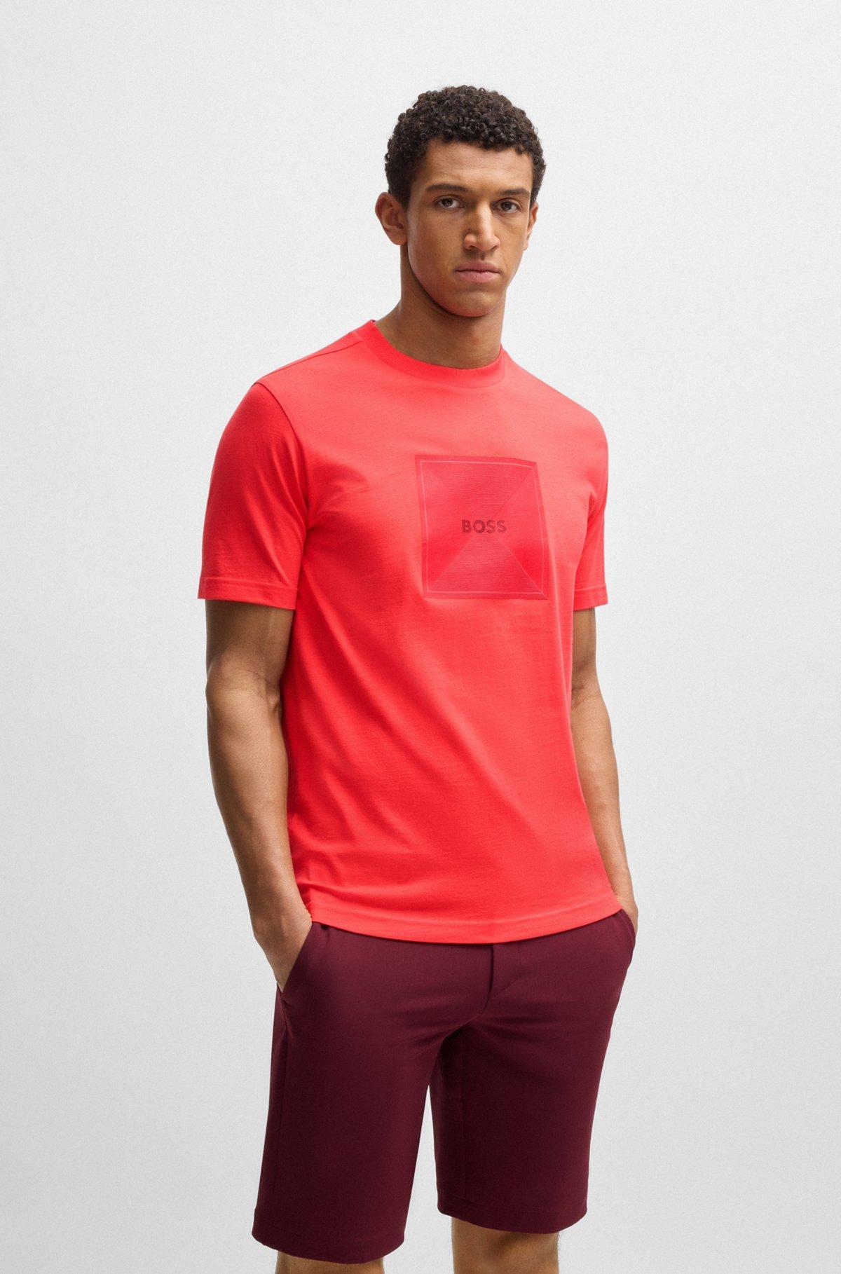 Cotton-jersey T-shirt with fineline logo artwork Product Image