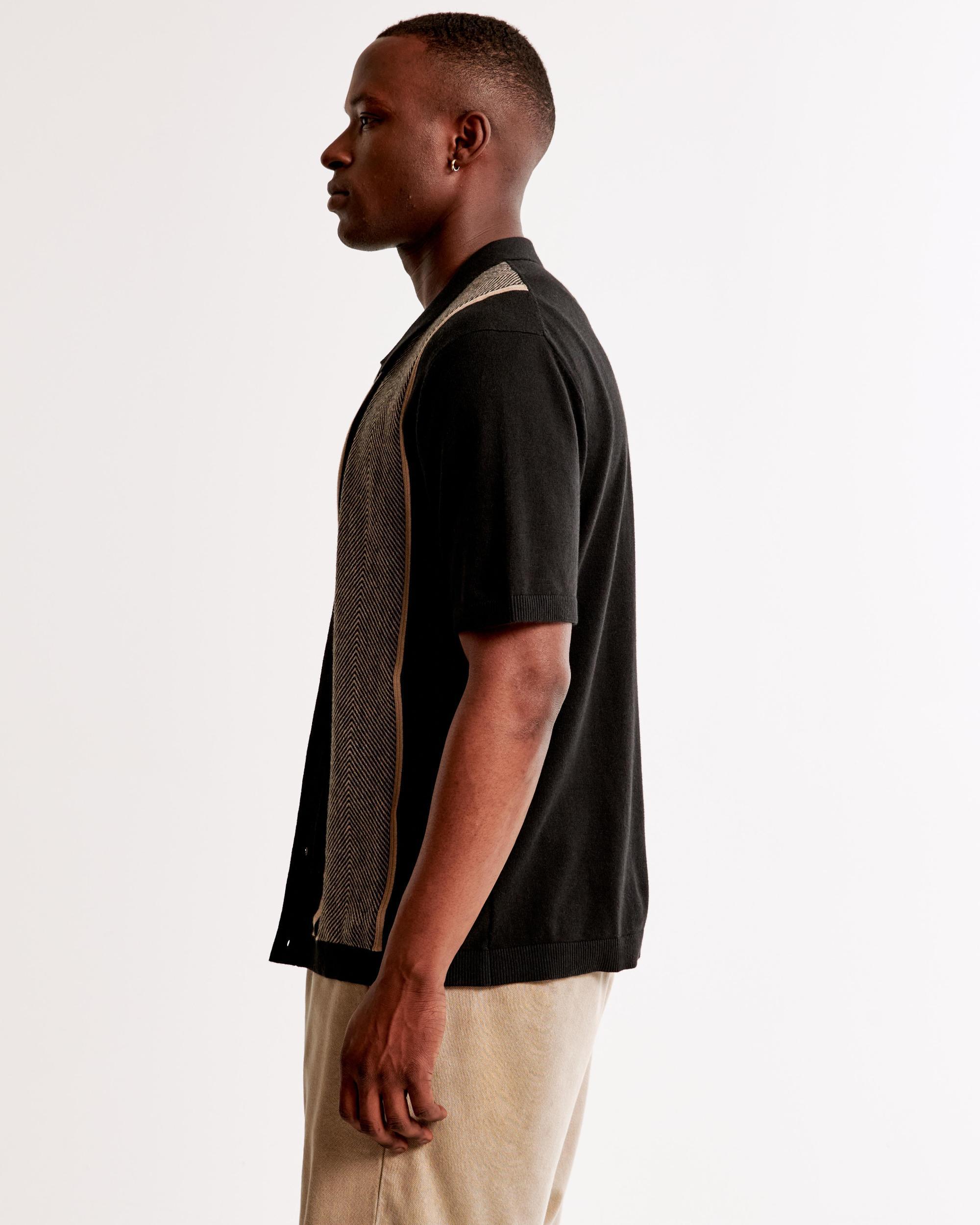 Retro Striped Button-Through Sweater Polo Product Image