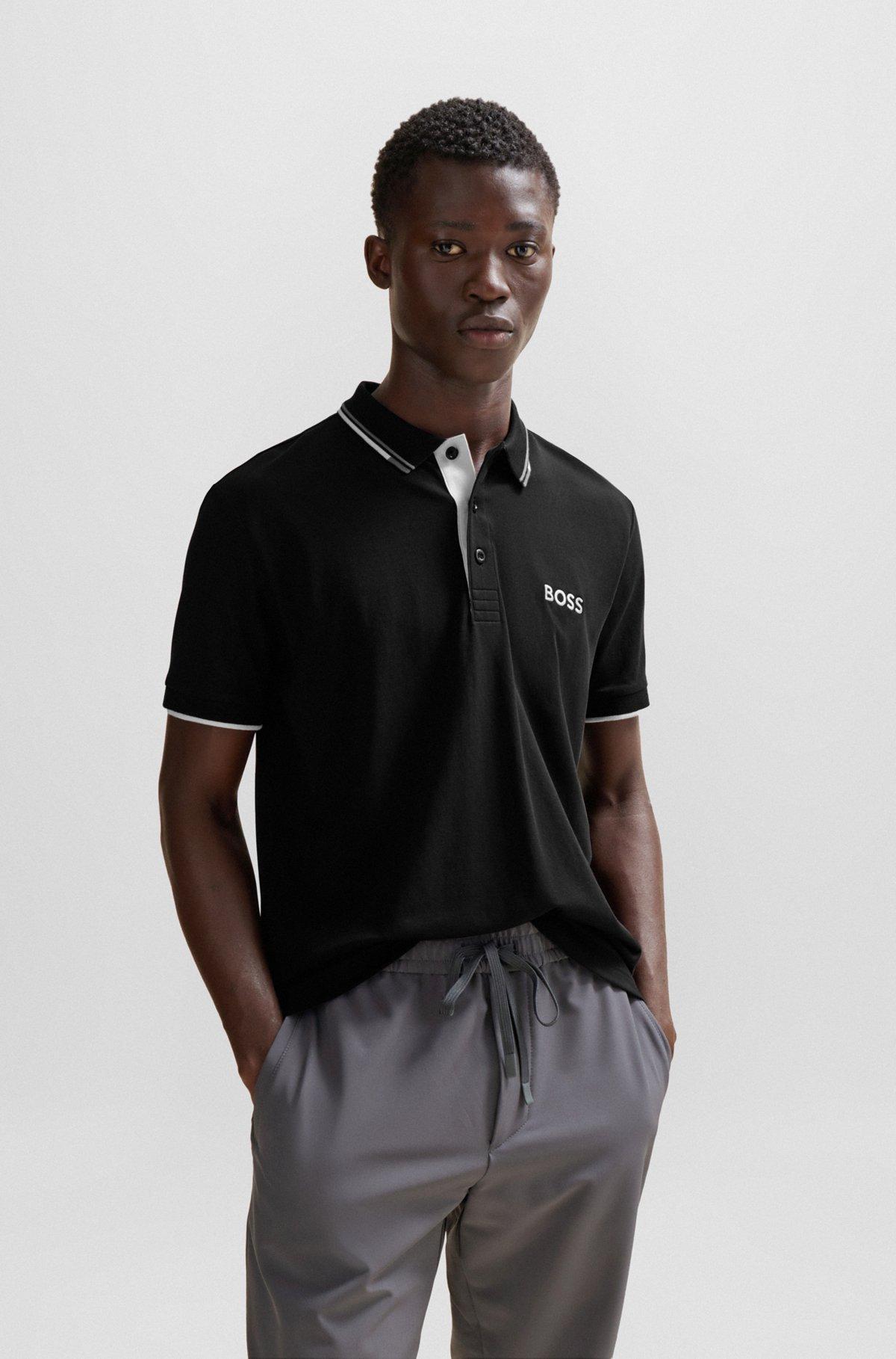 HUGO BOSS Paddy Curved Polo Shirt In Black Product Image