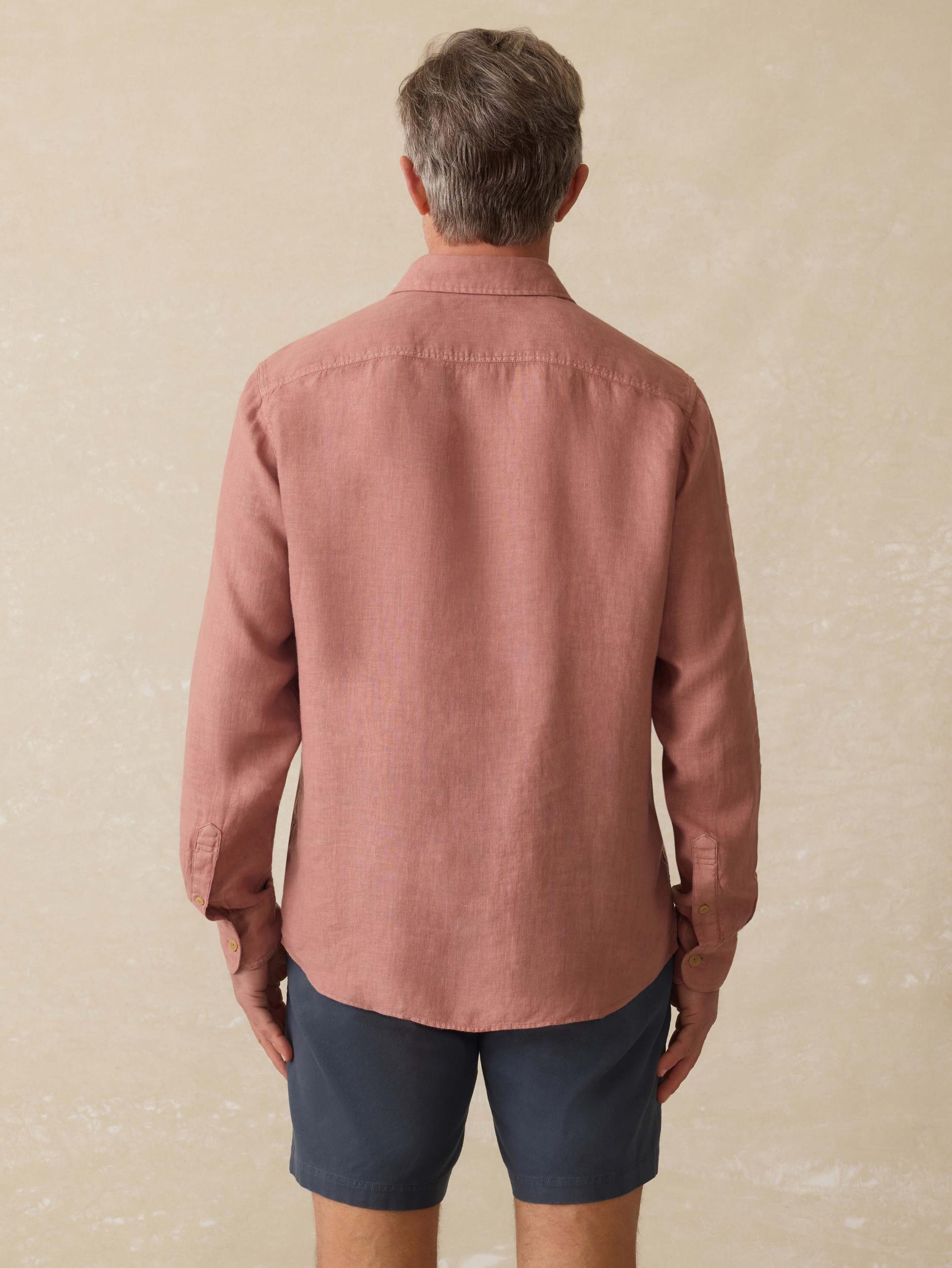 Irish Linen Safari Shirt - Cedar Rose Male Product Image