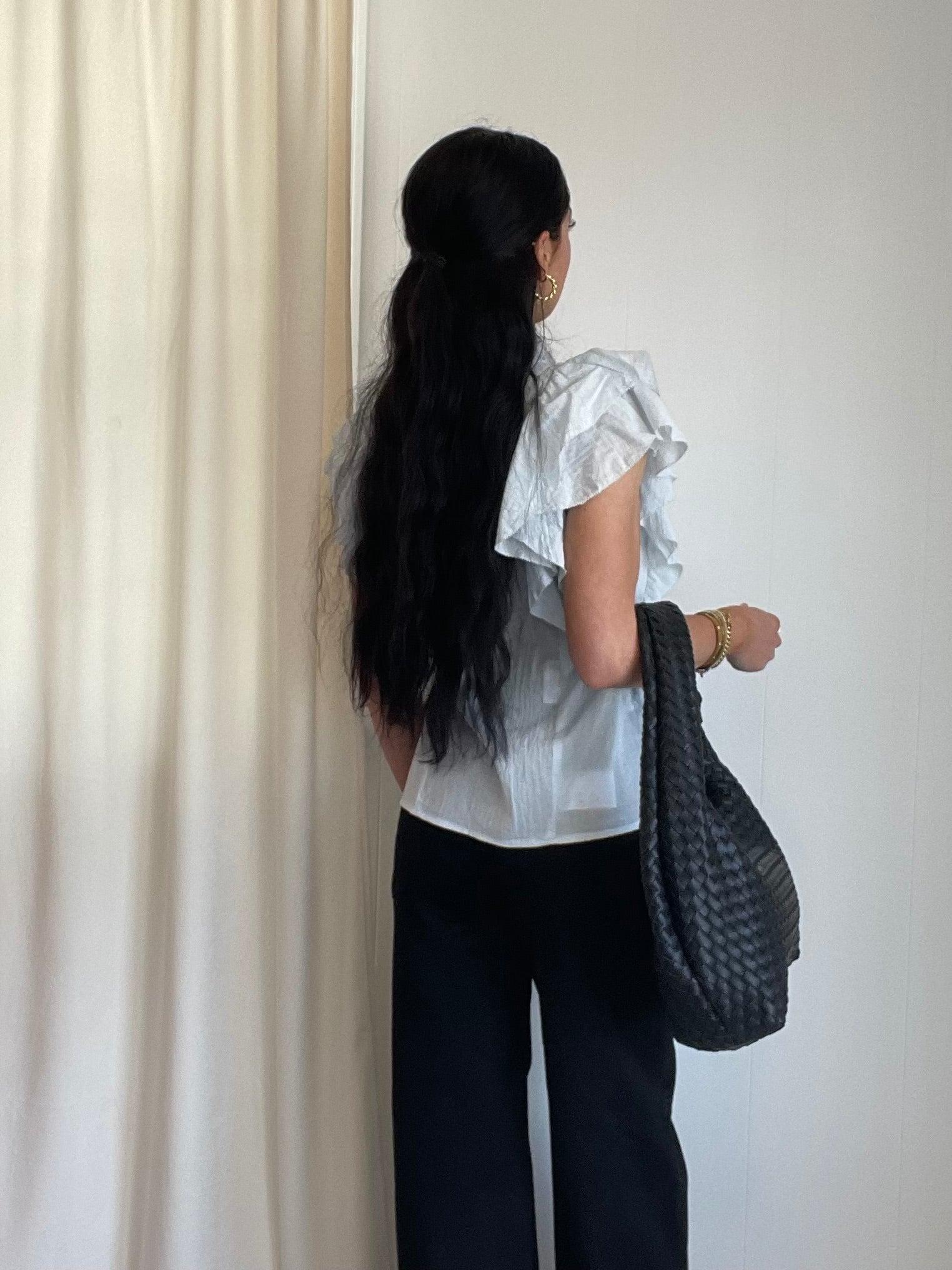 FINAL SALE Zara Ruffle Top | Blue Product Image