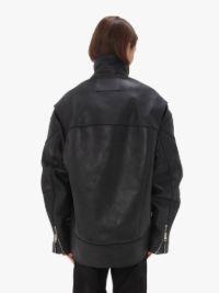 CURVED LEATHER HEM HIGH NECK JACKET in black | JW Anderson US  Product Image