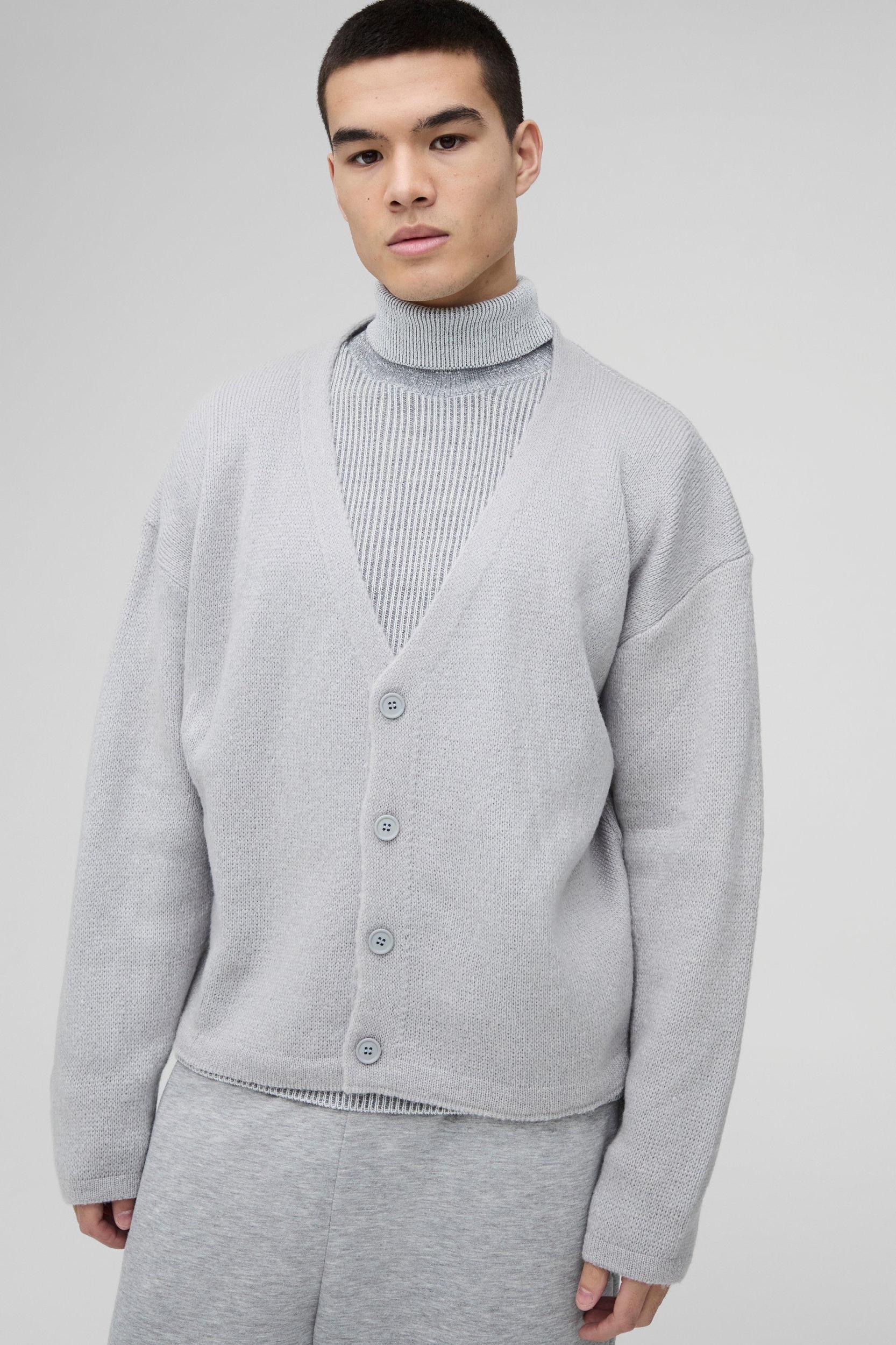 Oversized Boxy Knitted Cardigan | boohooMAN USA Product Image