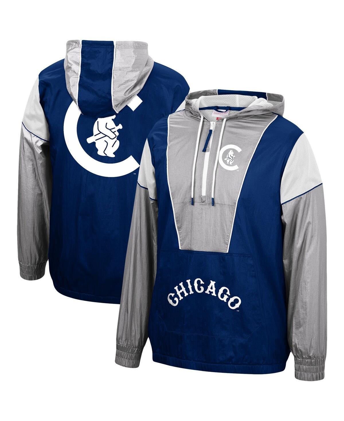 Men's Mitchell & Ness Navy Chicago Cubs Highlight Reel Windbreaker Half-Zip Hoodie Jacket, Size: Medium, Blue Product Image