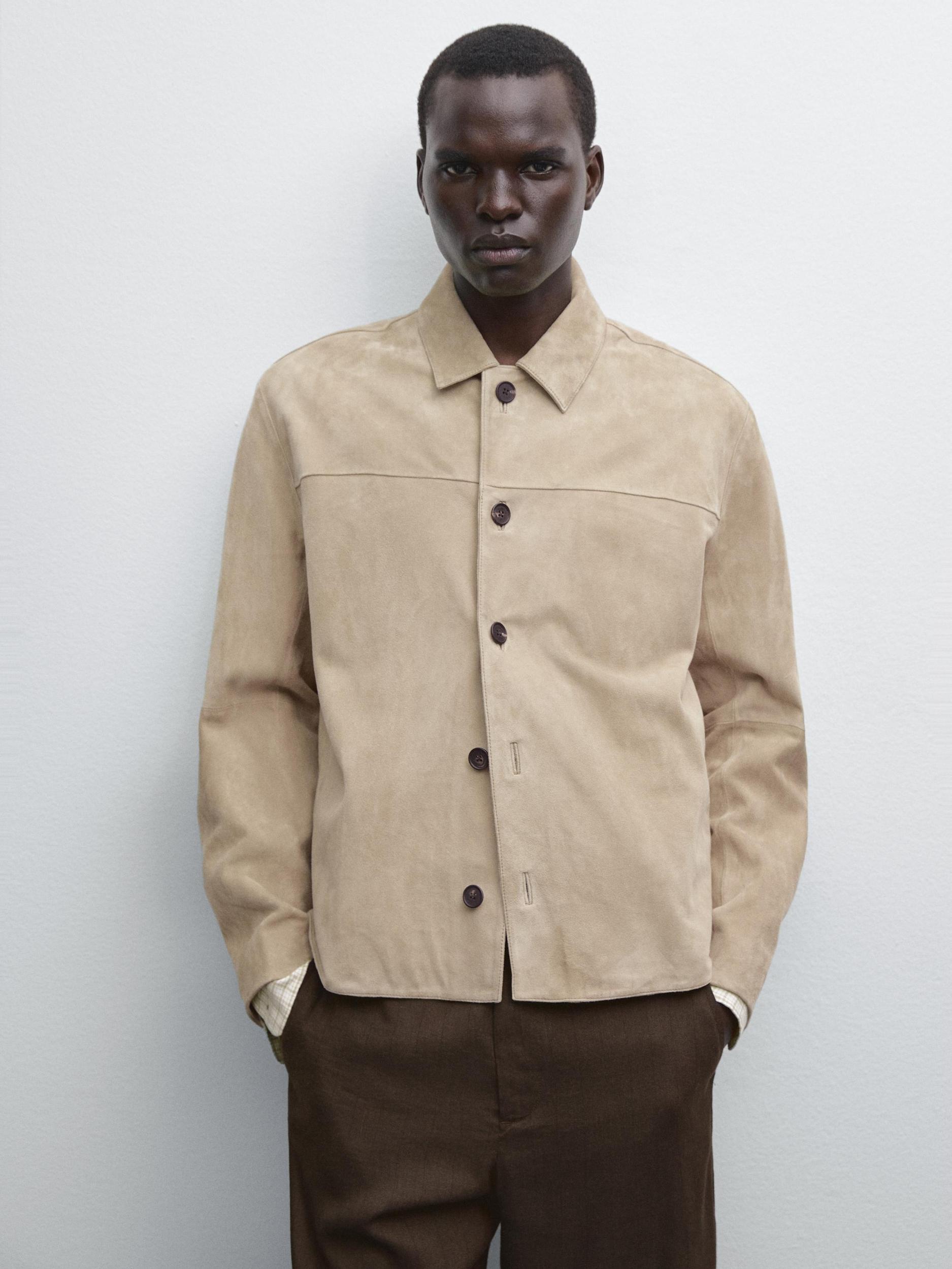 Short suede leather jacket Product Image