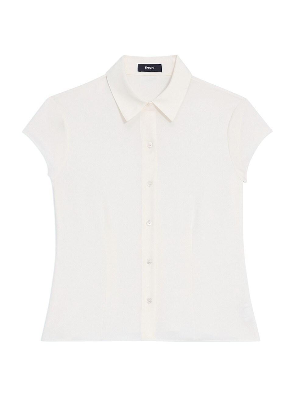 Cap-Sleeve Modern Silk Georgette Blouse Product Image