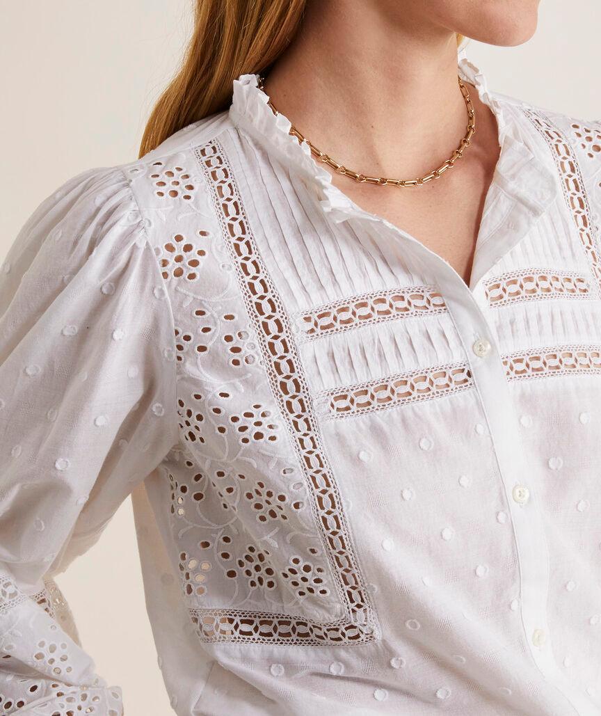 Eyelet Long-Sleeve Top Product Image