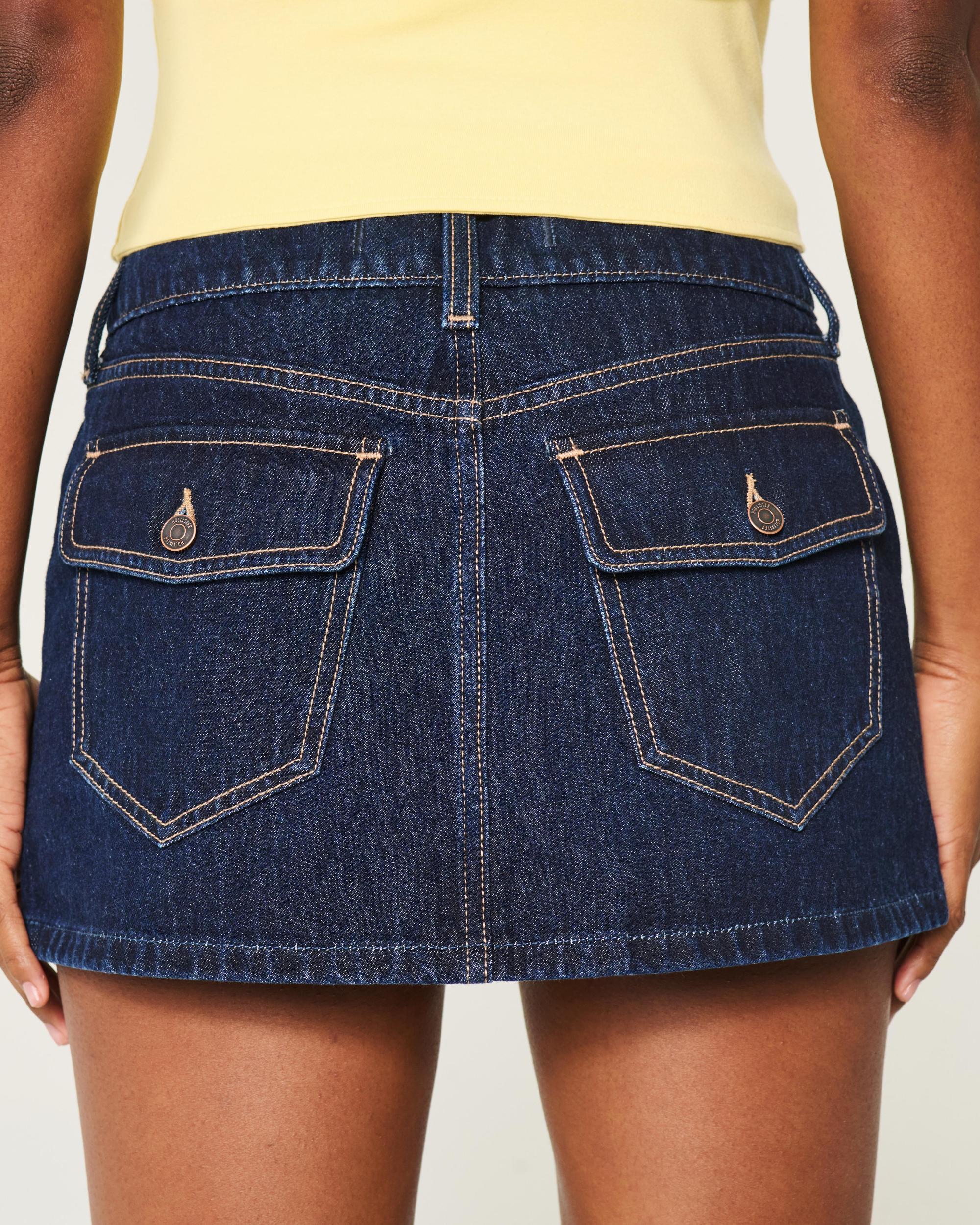 Low-Rise Y2K Chop Pocket Denim Mini Skort Product Image
