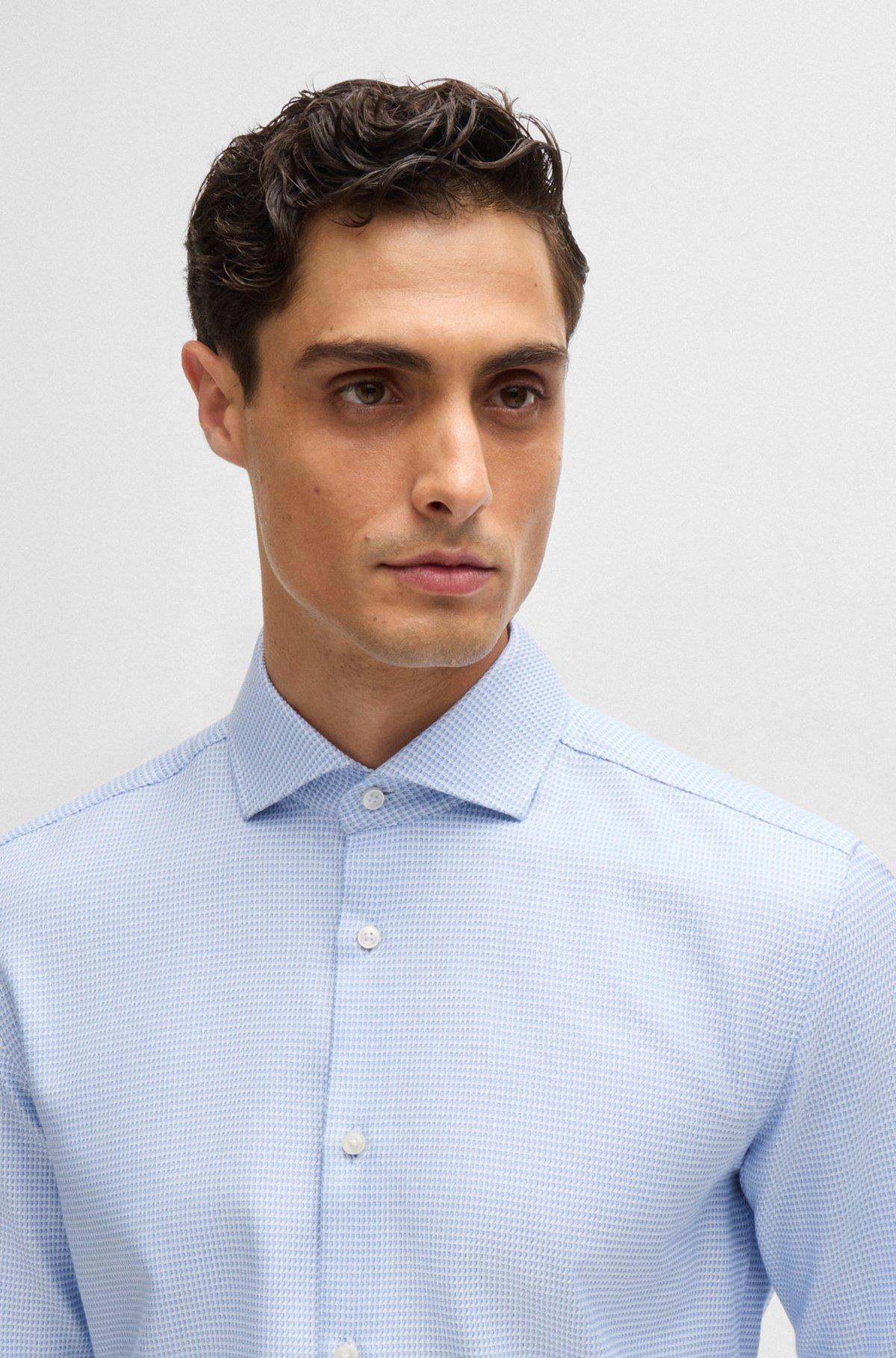 Slim-fit shirt in structured cotton Product Image