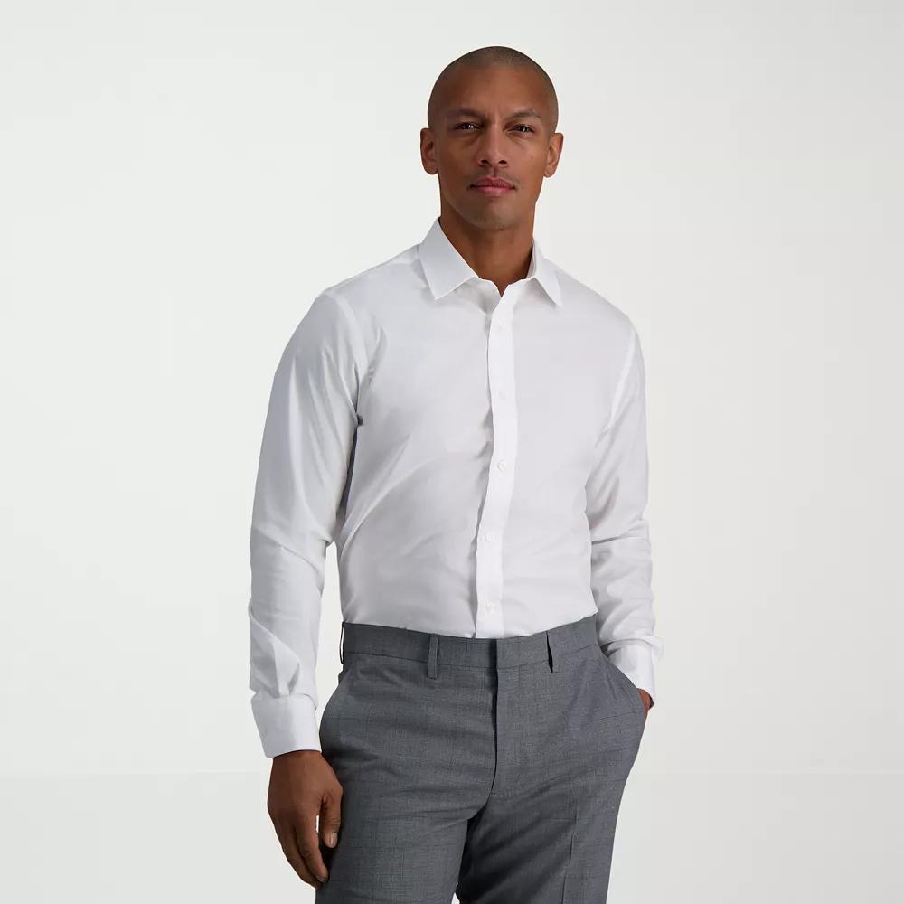 Men's Haggar® Premium Performance Slim Fit Dress Shirt, Size: 14.5-32/33, White Blue Stripe Product Image