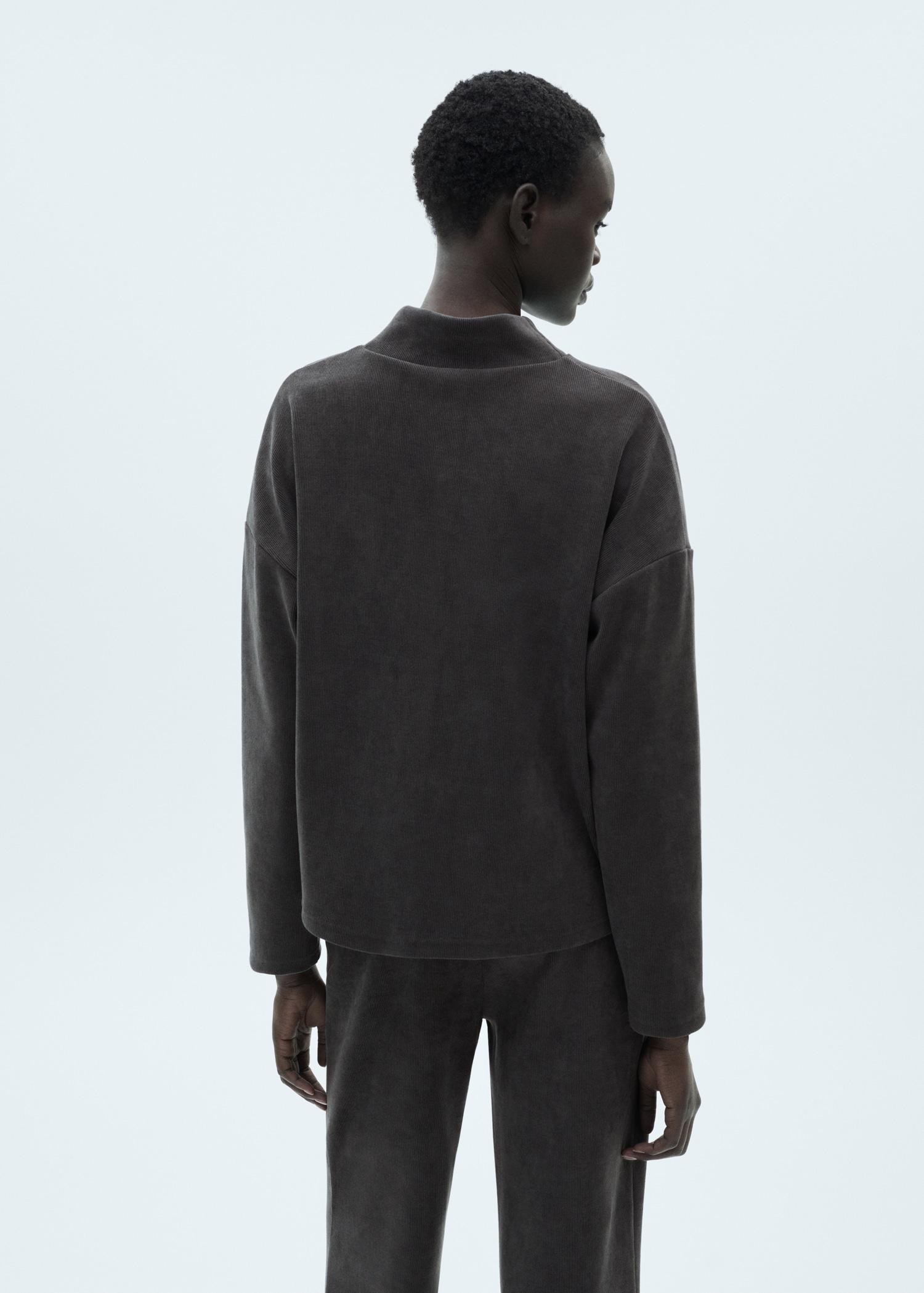 Corduroy sweatshirt with perkins neck - Women | MANGO USA Product Image