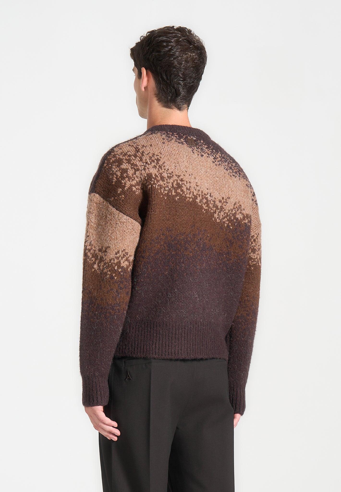Ombré Knit Crewneck Sweater - Brown Male Product Image