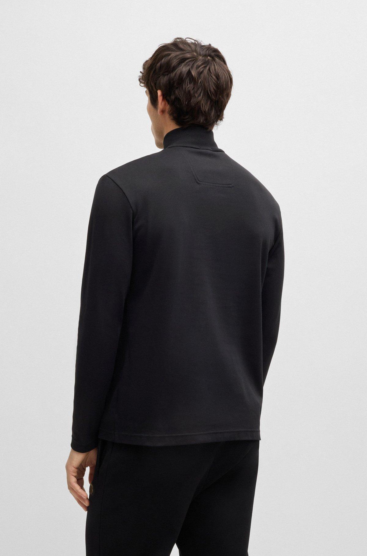 Zip-neck polo shirt with Double B monogram Product Image