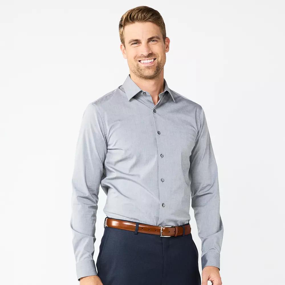Men's Apt. 9® Premier Flex Extra-Slim Fit Wrinkle Resistant Dress Shirt, Size: Large-36/37, Silver Product Image