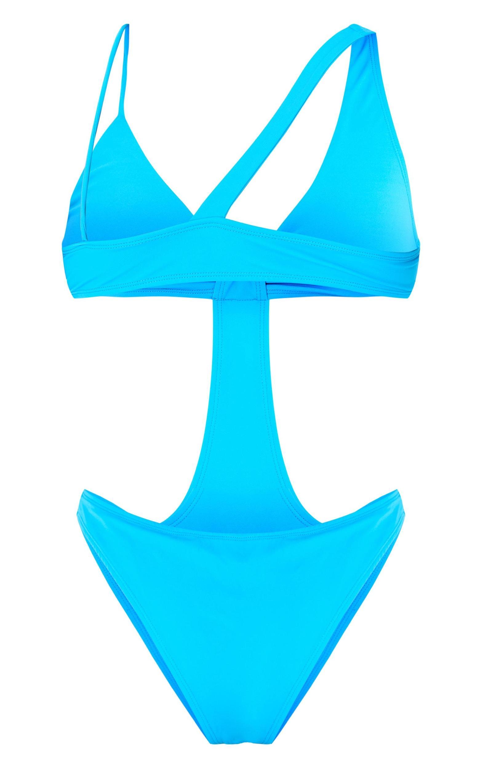 Blue Ruched Cut Out Swimsuit Product Image