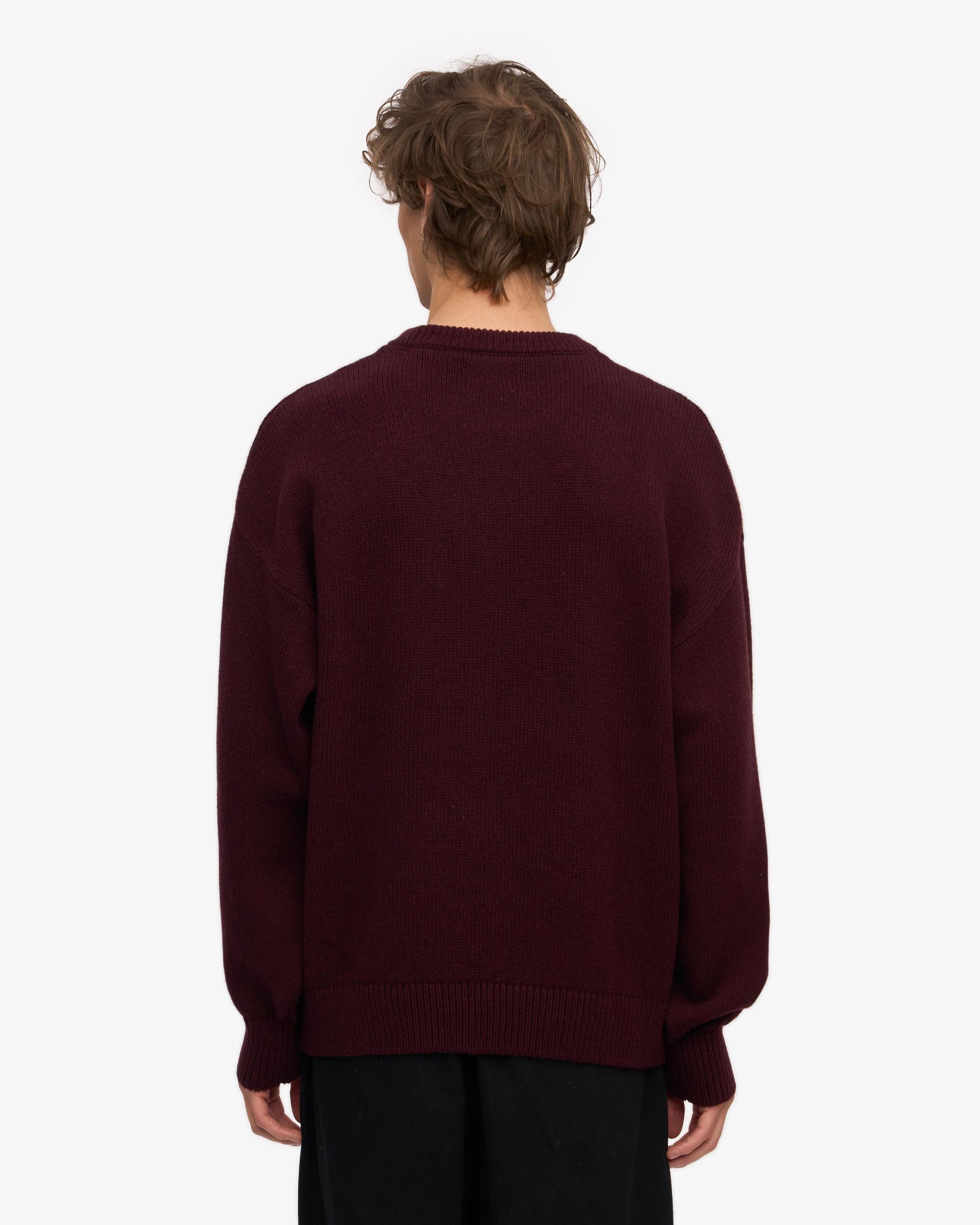 Oversized Merino Wool Crew - Oxblood Red Product Image
