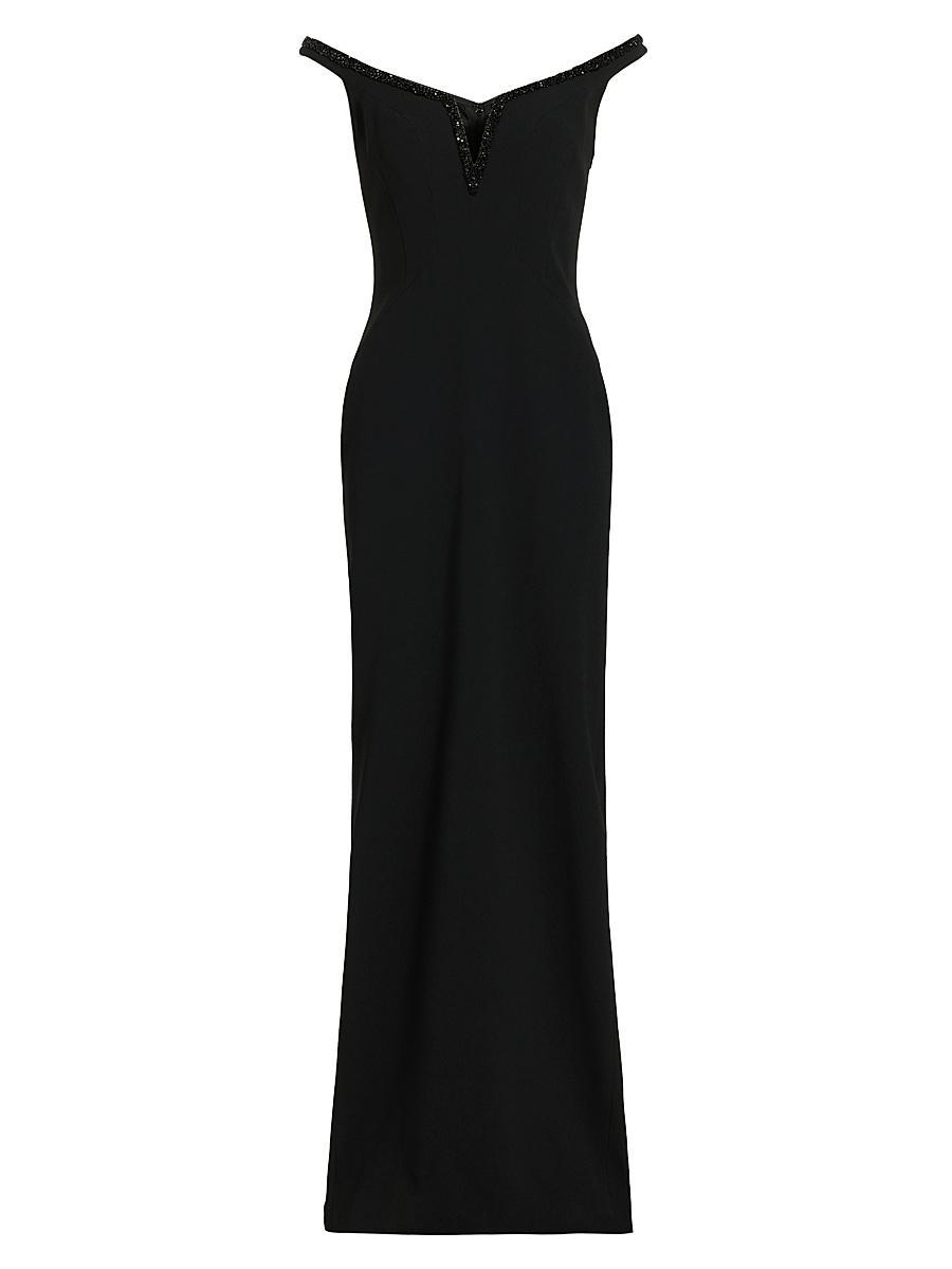 Womens Sequined Split V-Neck Crp Gown Product Image