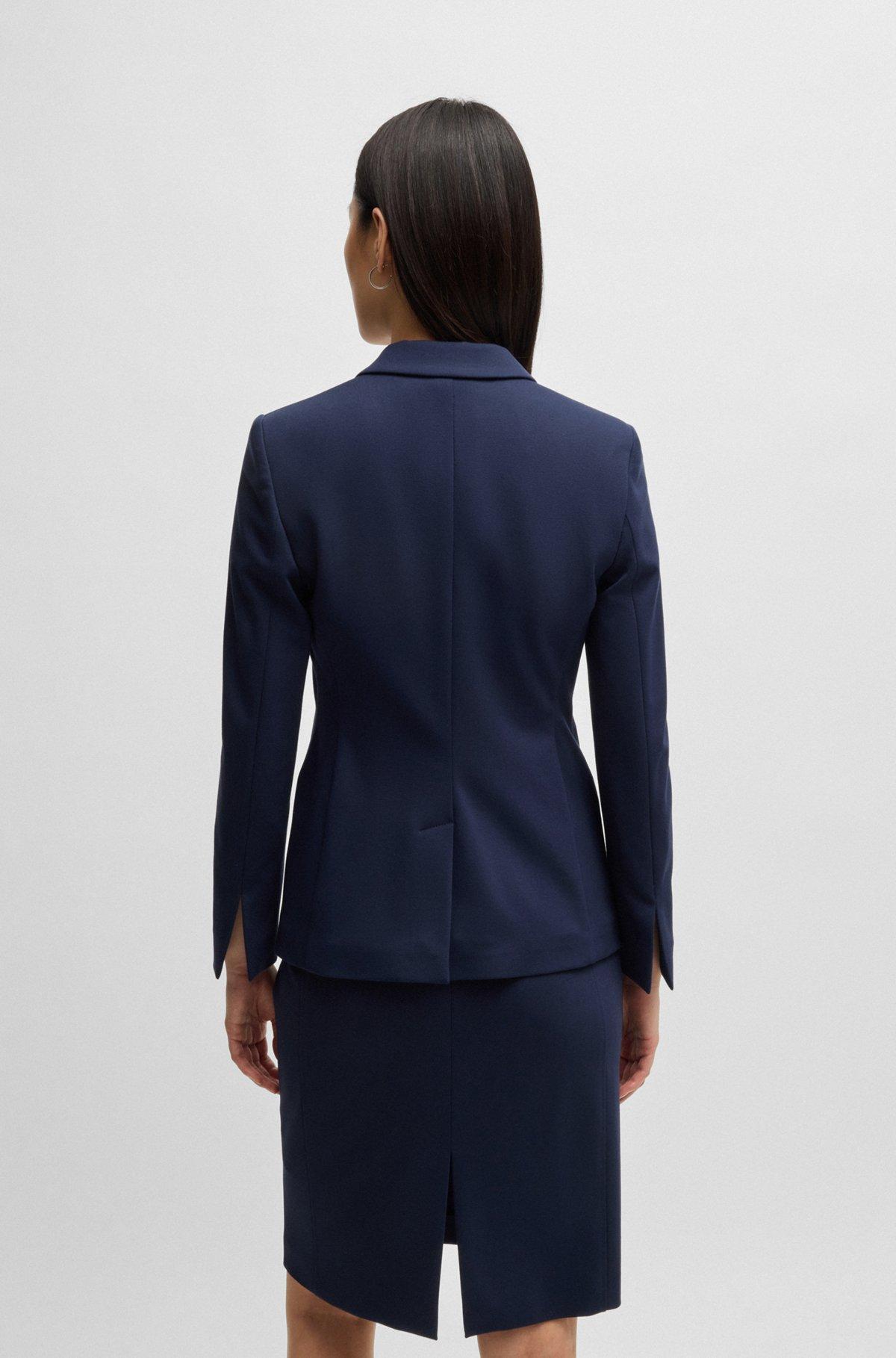BOSS - Slim-fit blazer with zipped pockets - Dark Blue Product Image