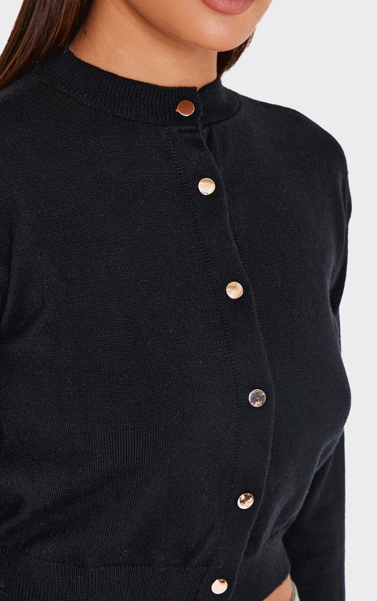 Black Basic Knit Cropped Cardigan Product Image