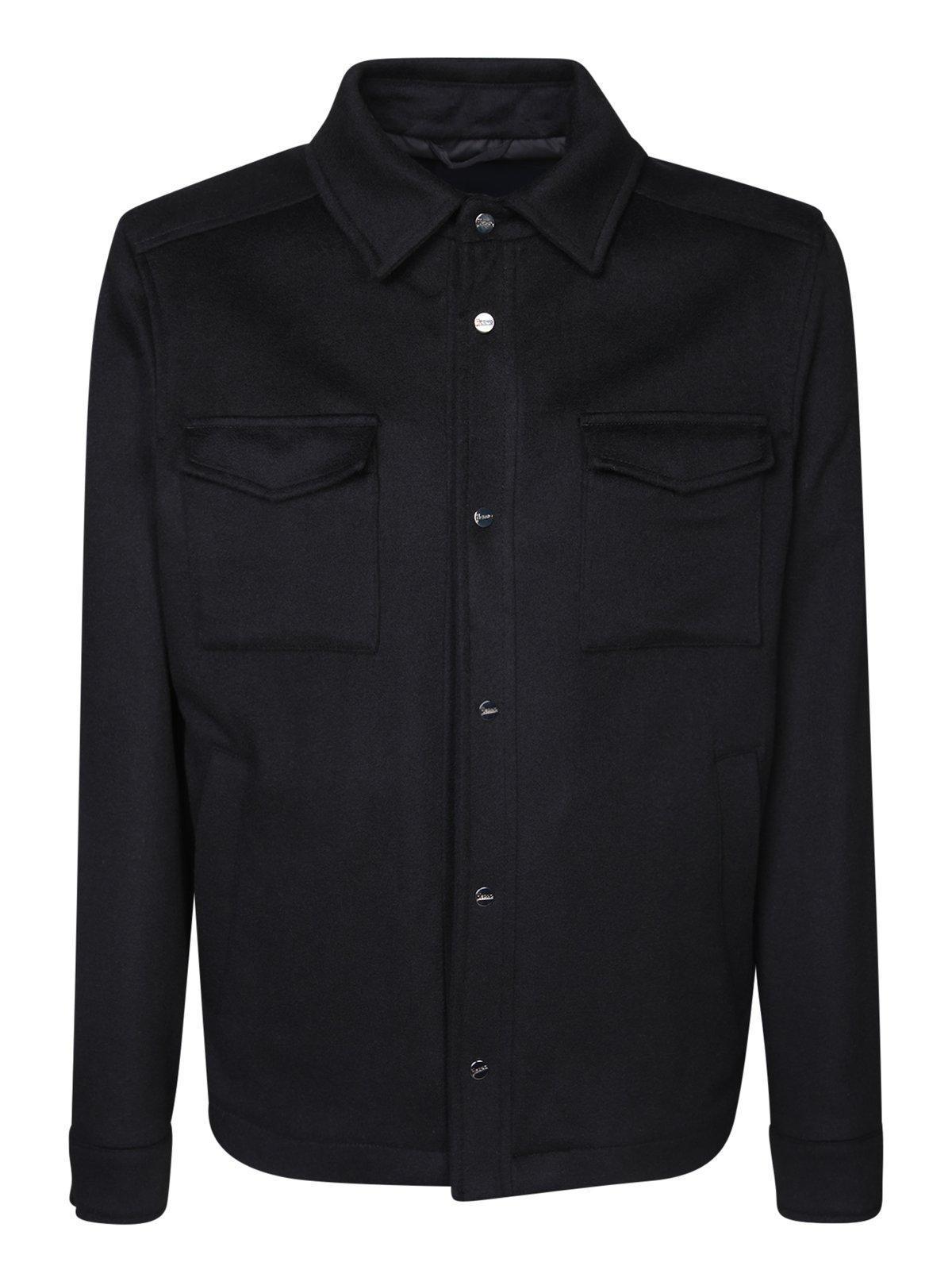 HERNO Buttoned Shirt Jacket  In Black Product Image