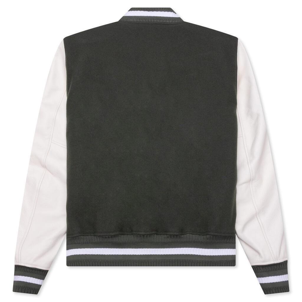 Varsity Wool & Grained Leather - Greyish Green Male Product Image