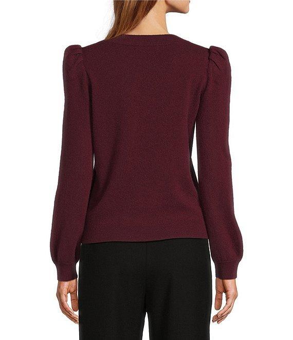 Antonio Melani Lisa Puff Sleeve Crew Neck Cashmere Sweater Product Image