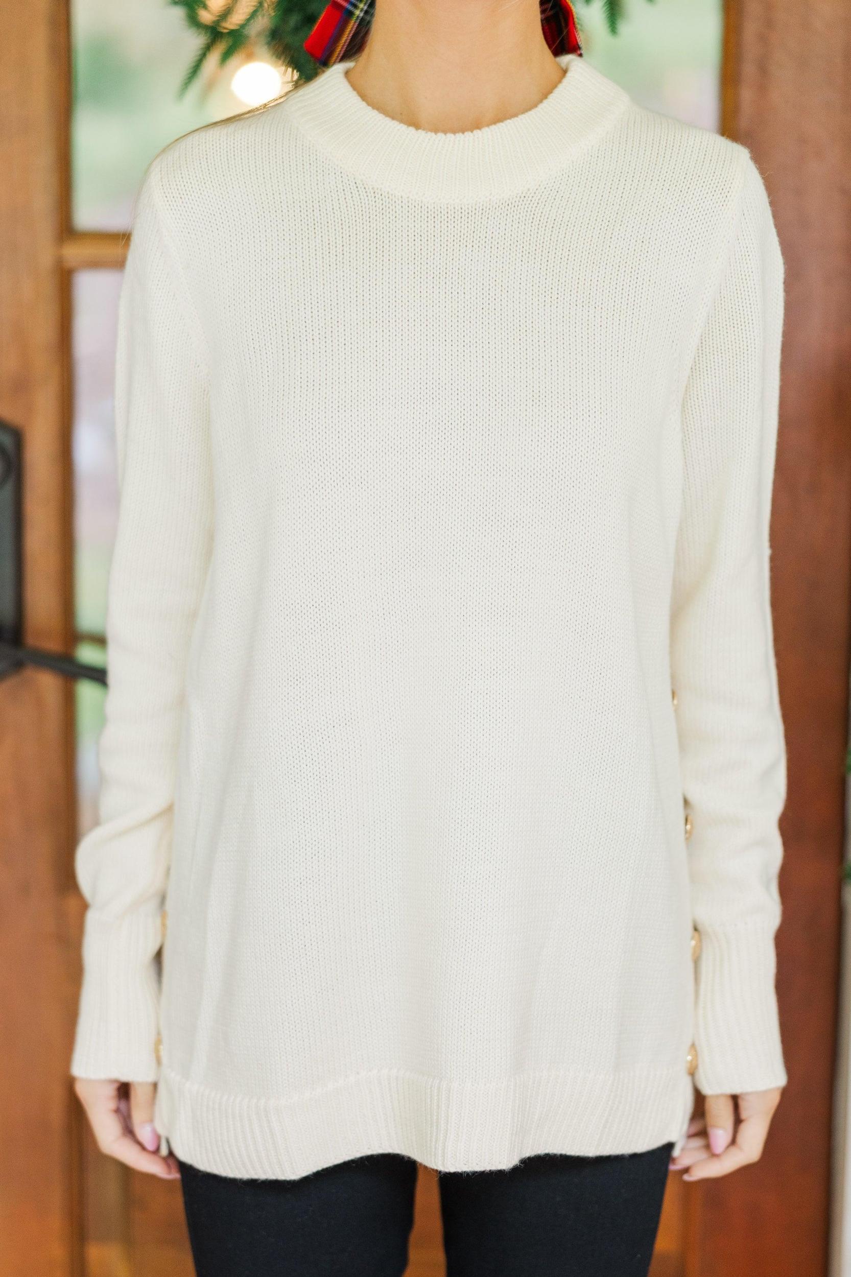 The Slouchy Cream Side Button Sweater Female Product Image