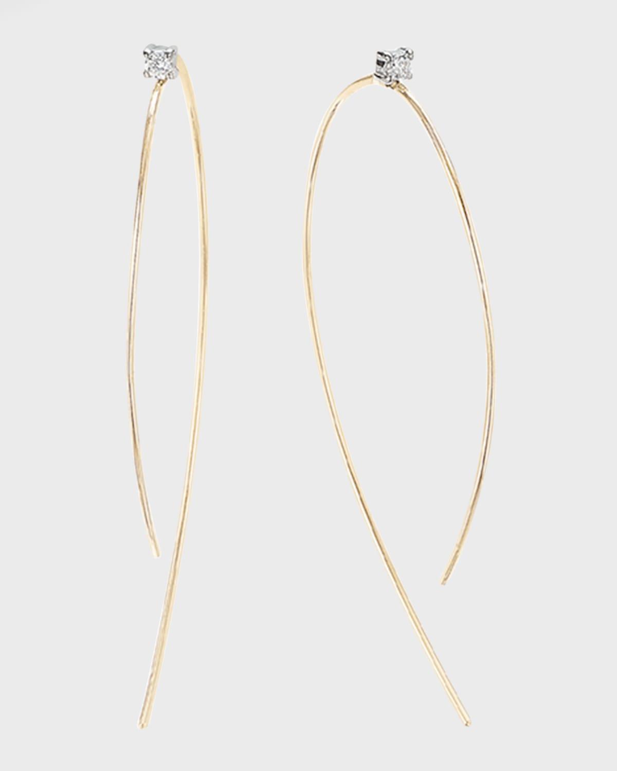 Mini Wire Hooked On Hoop Earrings with Diamonds, 38mm Product Image