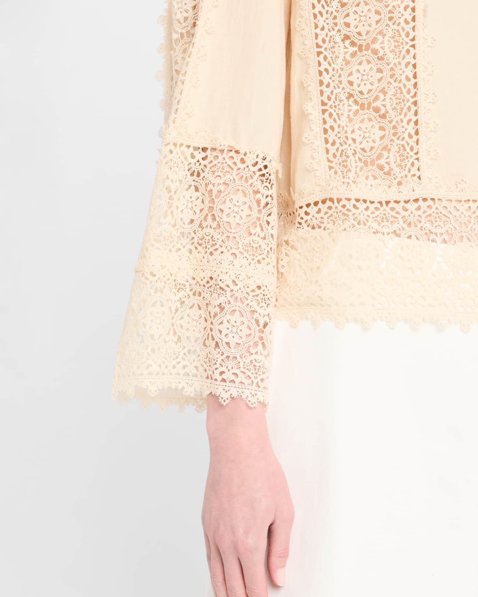 Donna Lace Inset Linen-Cotton Blouse Product Image