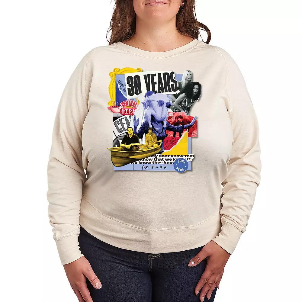 Plus Size Friends 30 Years Collage French Terry Long Sleeve Tee, Womens Product Image