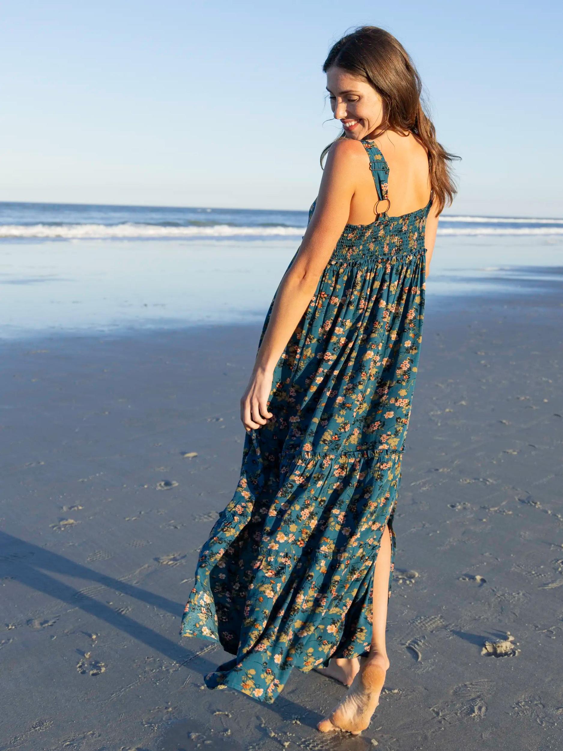 Eliza Maxi Dress - Dark Turquoise Floral Product Image