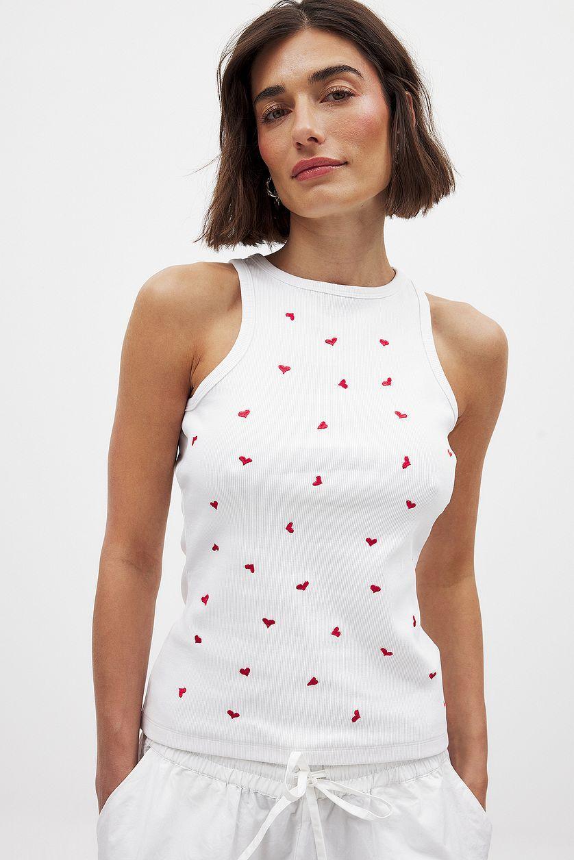 Embroidered Ribbed Tank Product Image