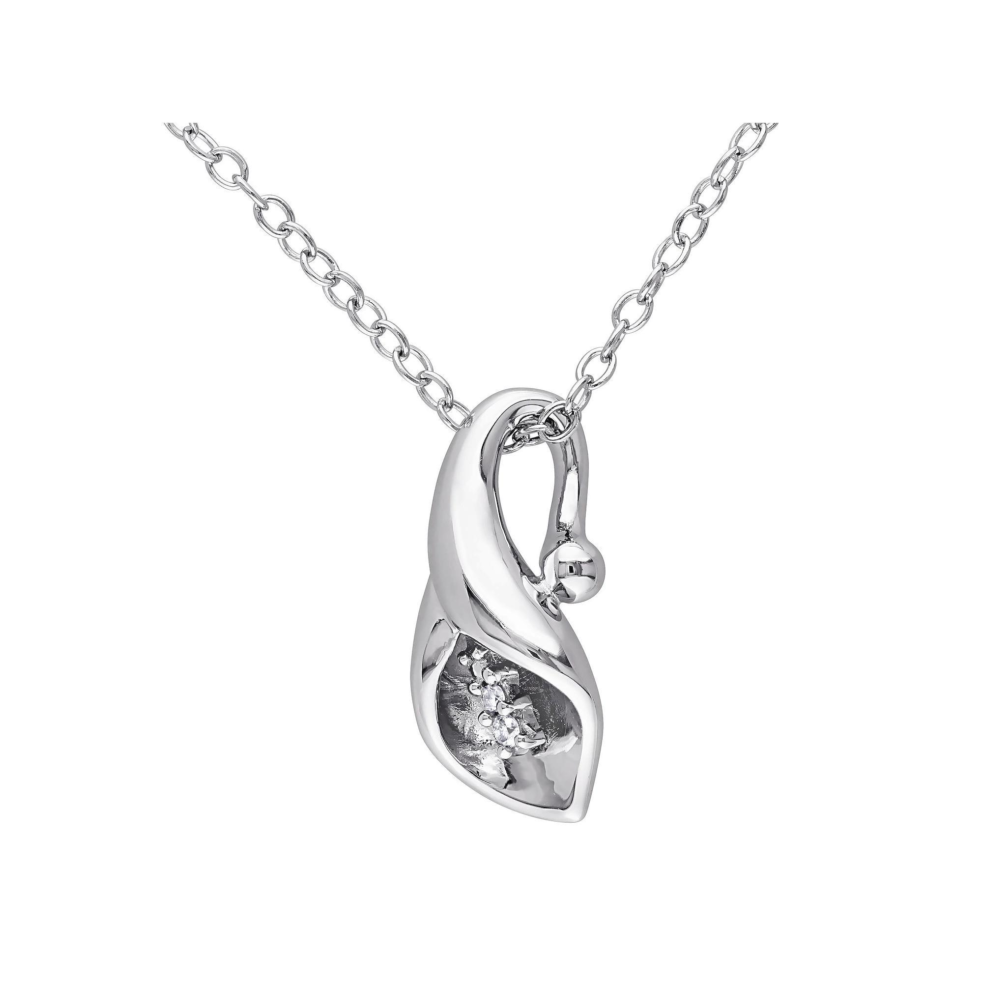 Stella Grace Sterling Silver Diamond Accent Calla Lily Pendant Necklace, Women's, Size: 18" Product Image