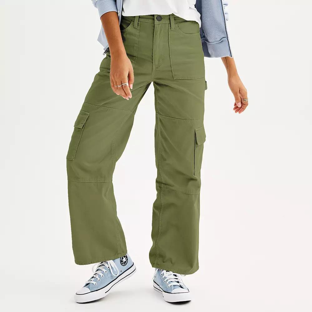 Juniors' SO® High-Rise Wide Leg Cargo Pants, Girl's, Size: XL, Drew Green Product Image