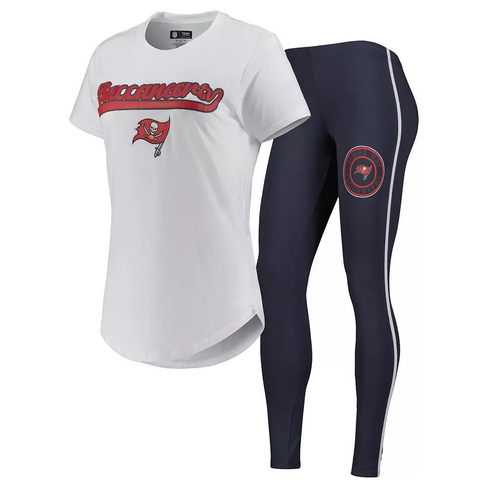 Women's Concepts Sport White/Charcoal Tampa Bay Buccaneers Sonata T-Shirt & Leggings Sleep Set, Size: 2XL Product Image