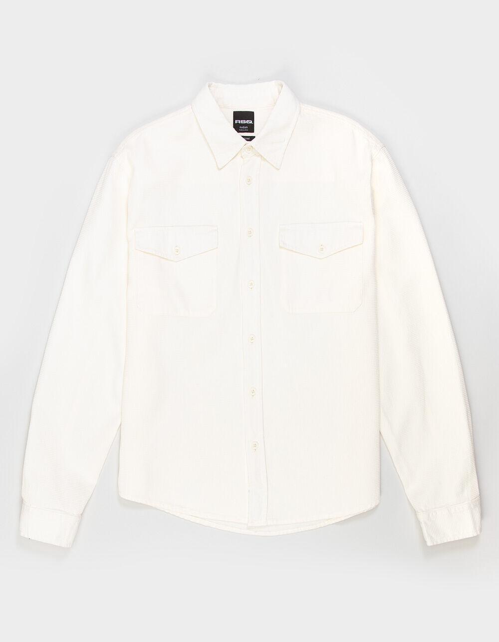 RSQ Mens Waffle Oversized Long Sleeve Button Up Shirt - OFF WHITE Product Image