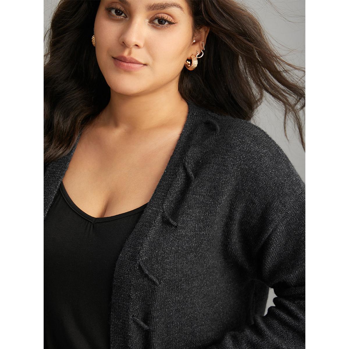 Plus Size Supersoft Essentials Textured Heather Pocket Cardigan Black Women Casual Loose Long Sleeve Everyday Cardigans BloomChic 28/5X Product Image