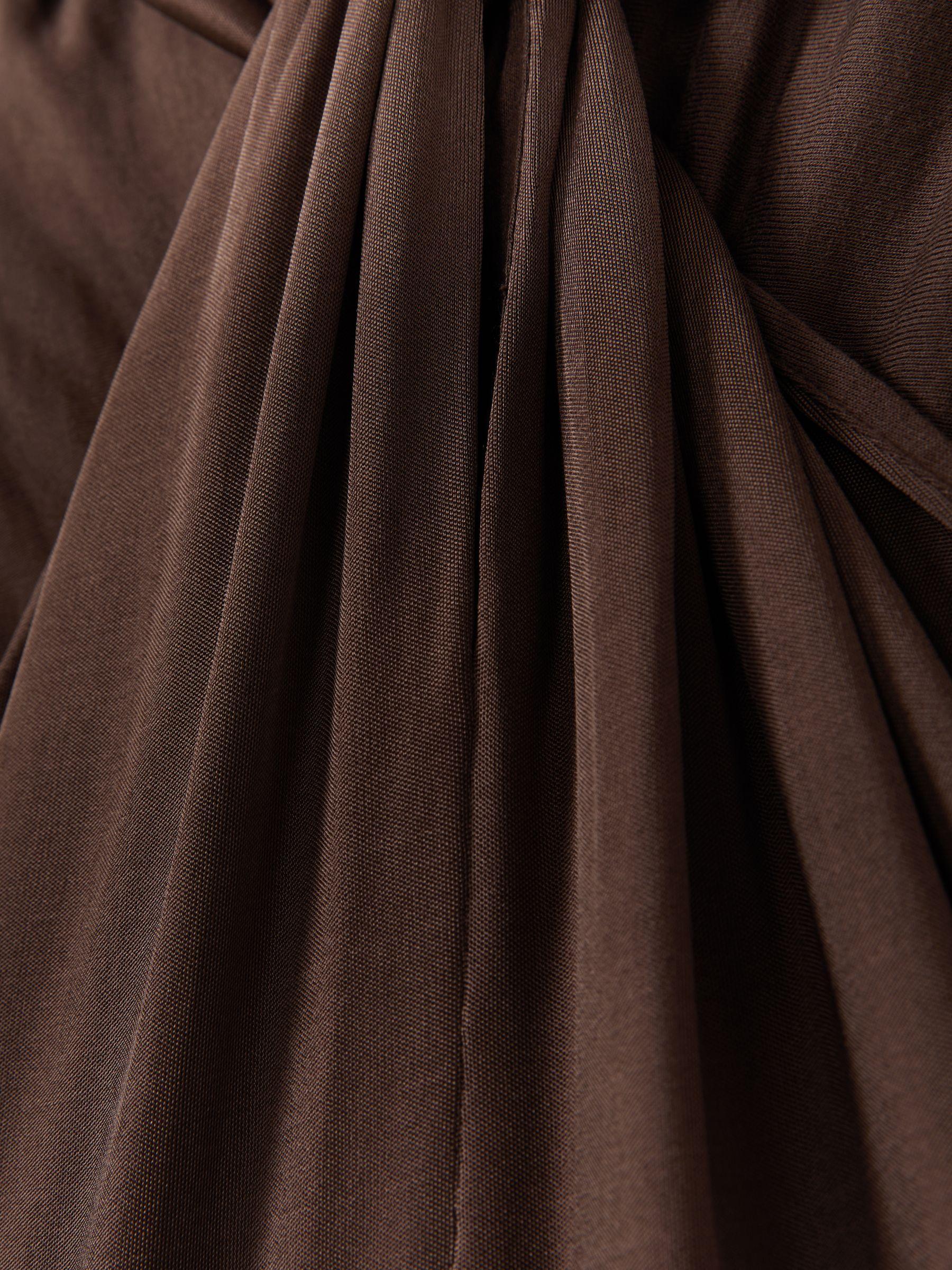 Claudia Chocolate Jersey Halter Neck Wide Leg Jumpsuit Product Image