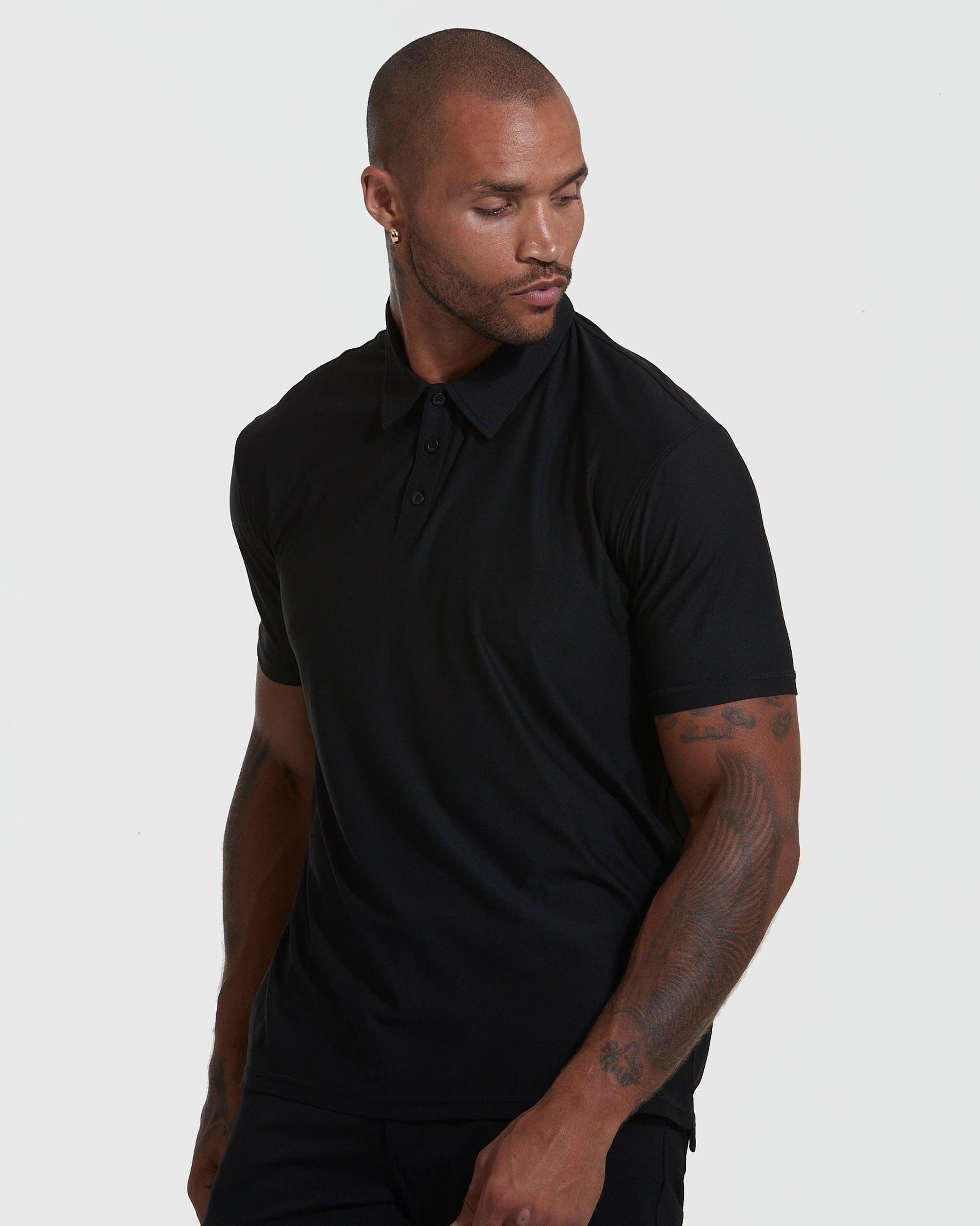 Black Active Short Sleeve Polo Product Image