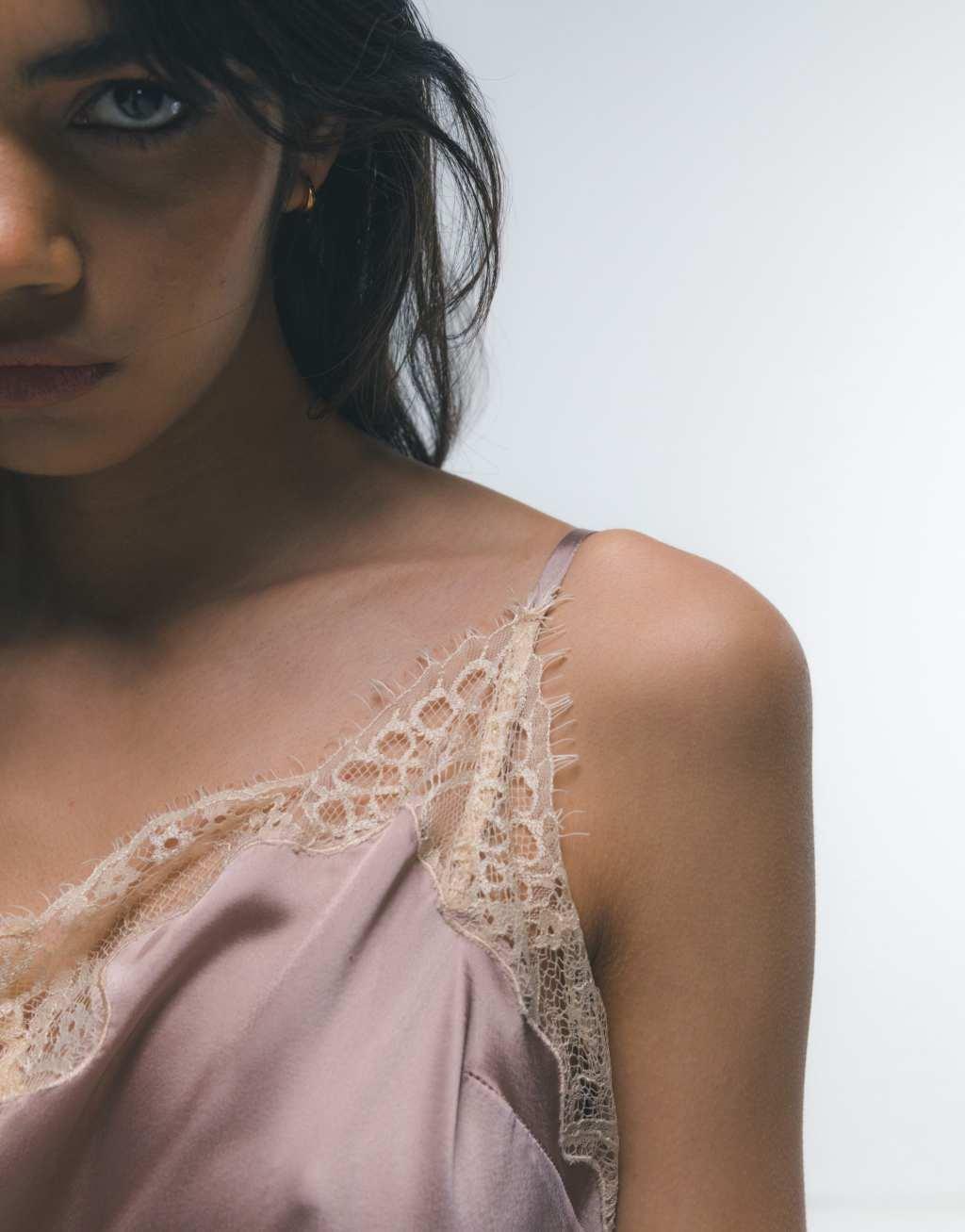 Topshop contrast lace midi slip dress Product Image