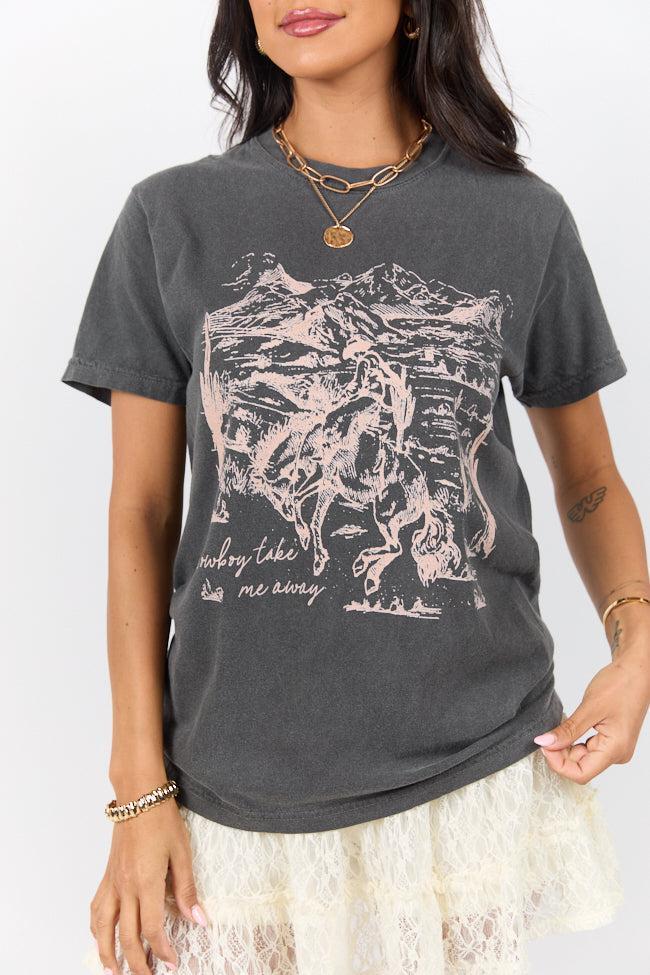Cowboy Take Me Away Dark Grey Graphic Tee Product Image