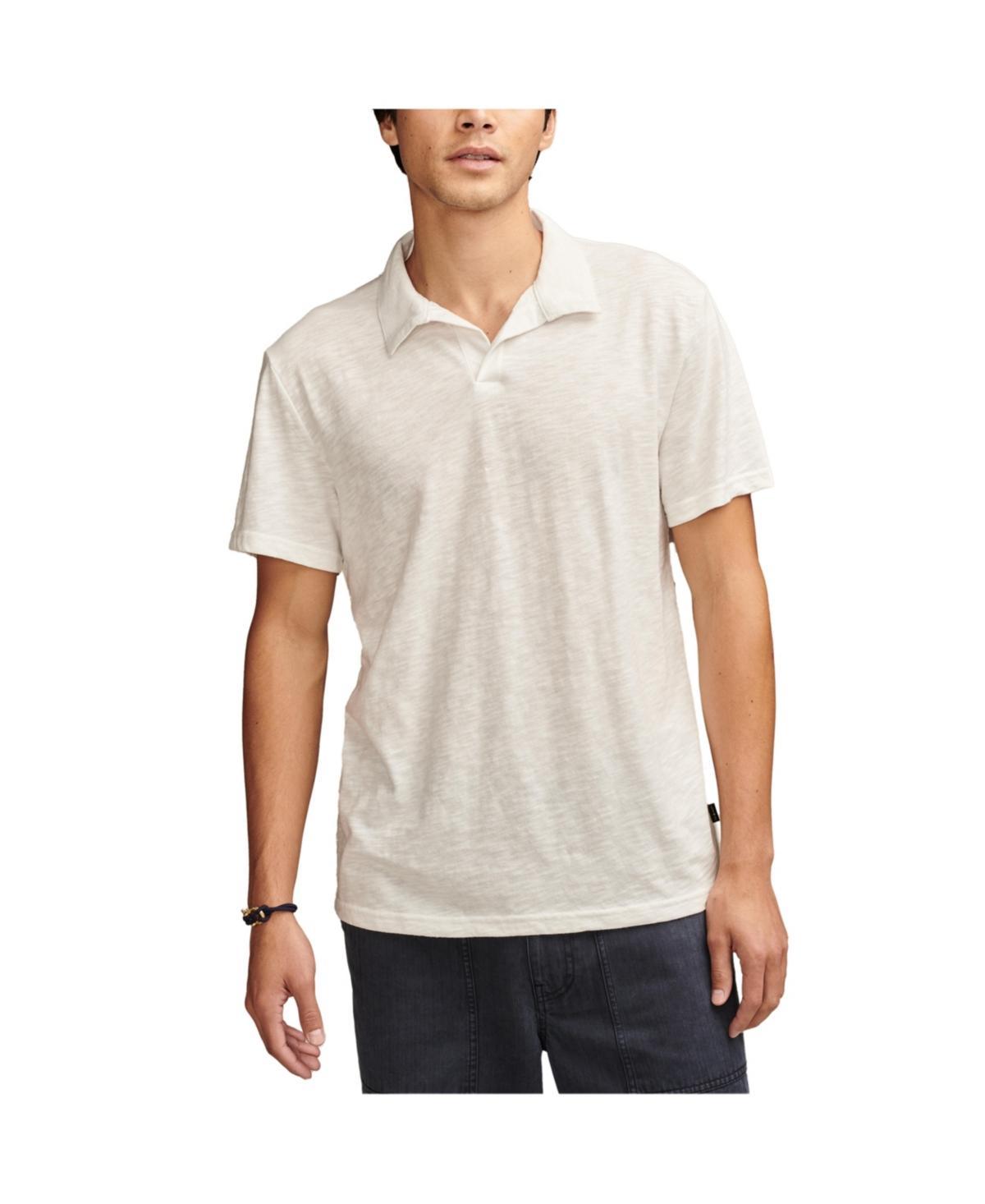 Lucky Brand Mens Burnout Slub Jersey Johny Collar Polo Shirt Product Image