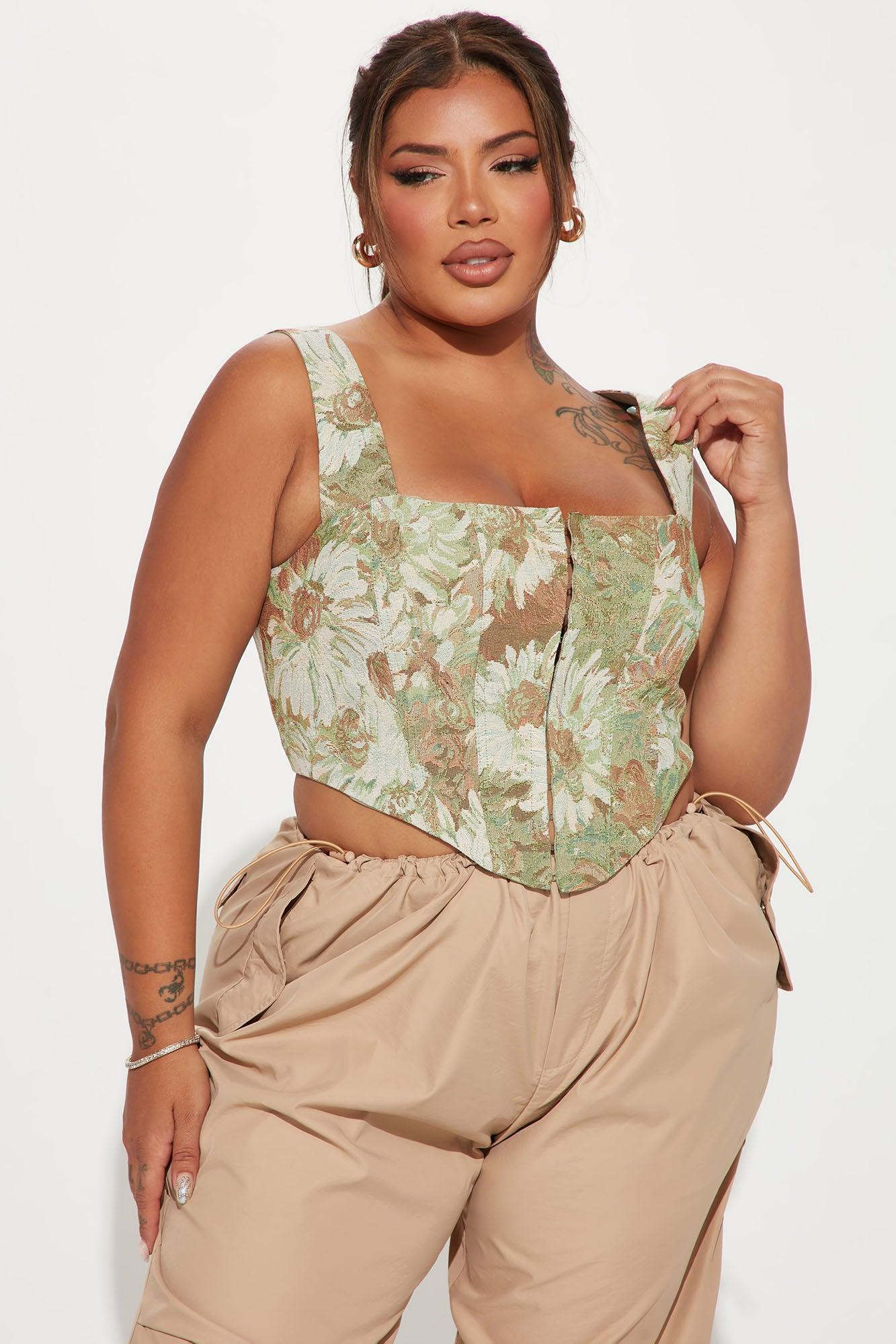 More Than A Dream Corset Top - Sage/combo Product Image