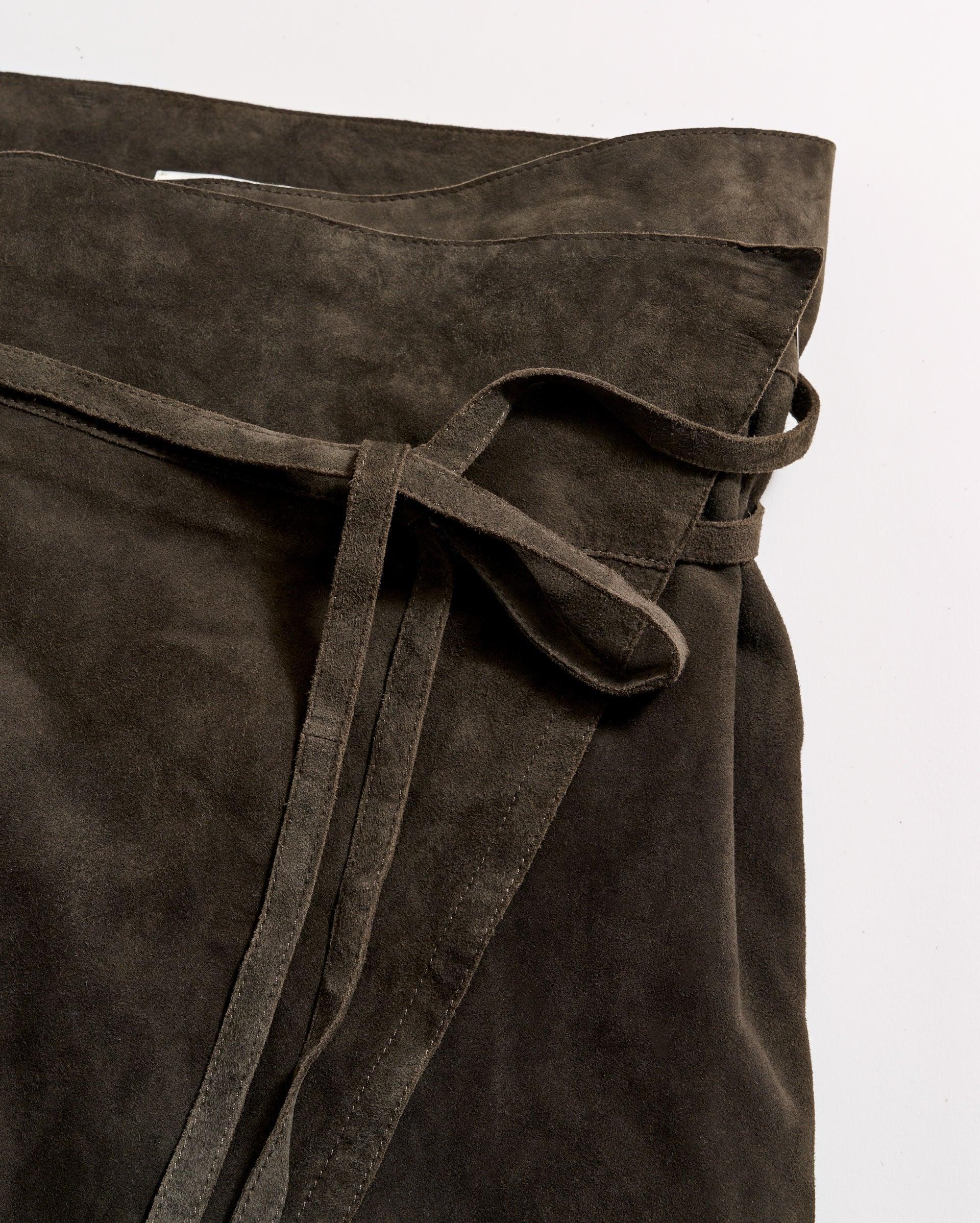 Perforated Suede Wrap Skirt -  Product Image