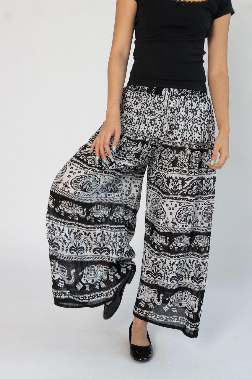 Border Print Wide Leg Pants Product Image