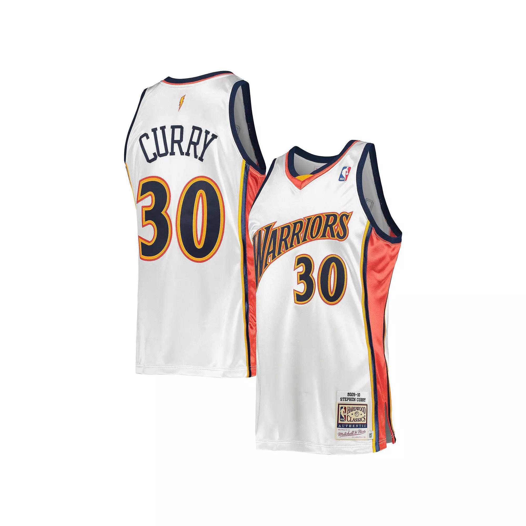 Men's Mitchell & Ness Stephen Curry White Golden State Warriors 2009-10 Hardwood Classics Authentic Player Jersey, Size: 2XL Product Image